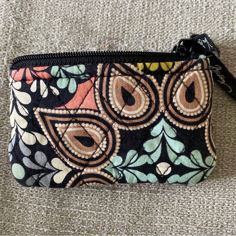 Vera Bradley Black Multi Floral Quilted Wristlet Coin Purse - Picture 4 of 4